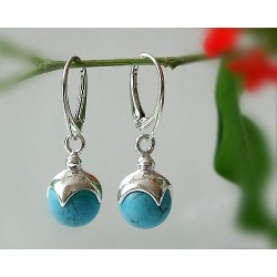 Türkis Ohrhänger Kugel Silber925 Ohrringe GY34