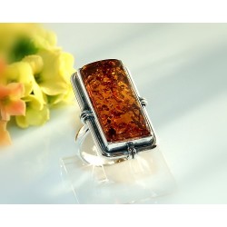 Bernstein Ring 17 mm Silber 925 HC33