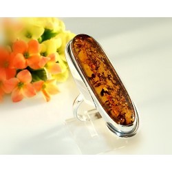 Bernstein Ring 19 mm  Silber 925  HC59