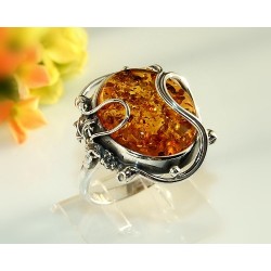 Bernsteinschmuck - Bernstein-Ring 19 mm  Silber-925  (HC56)