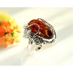 Bernstein Ring 19,5 mm  Silber 925 Bernsteinschmuck HC24