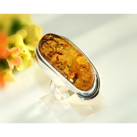 Bernstein Ring 19 mm Silber 925 Bernsteinschmuck HC48