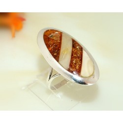 Bernsteinschmuck - Bernstein-Ring 17,5 mm  Silber-925  (HC68)