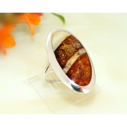 Bernsteinschmuck - Bernstein-Ring 17 mm  Silber-925  (HC77)