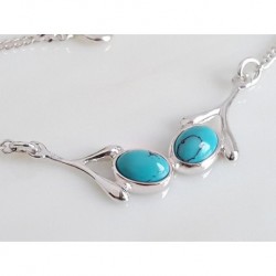 Türkis Halskette 41 cm Silber 925 Türkis Collier GY71-41