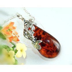 Bernstein Anhänger Silber 925 Tropfen AG04