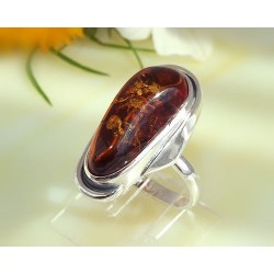 Bernsteinschmuck - Bernstein-Ring 17 mm  Silber-925  (HD04)