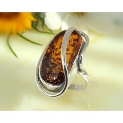 Bernsteinschmuck - Bernstein-Ring 17,5 mm  Silber-925  (HD03)