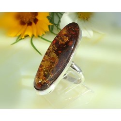 Bernsteinschmuck - Bernstein-Ring 19 mm  Silber-925  (HD07)