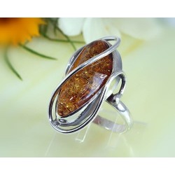 Bernsteinschmuck Bernstein Ring 18 mm Silber 925 HD02