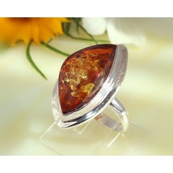 Bernsteinschmuck - Bernstein-Ring 17 mm  Silber-925  (HD05)