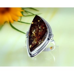 Bernsteinschmuck Bernstein Ring 18 mm  Silber 925  HC91