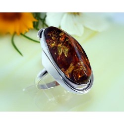 Bernsteinschmuck Bernstein Ring 19 mm  Silber 925 HC99