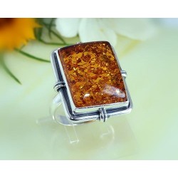 Bernsteinschmuck - Bernstein-Ring 18 mm  Silber-925  (HC96)