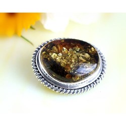 Bernstein Brosche Silber 925 Bernsteinschmuck AG19