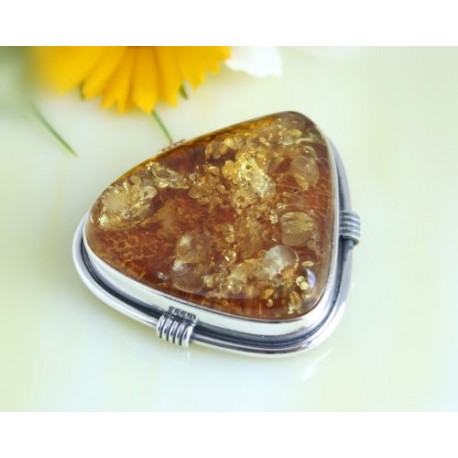 Bernstein Brosche Anhänger Silber 925 Bernsteinschmuck AG30