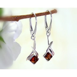 Bernstein Ohrhänger cognac Sterlingsilber Silber 925 EA87