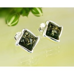 Bernstein Ohrstecker Silber 925 Ohrringe grün Sterlingsilber ed25