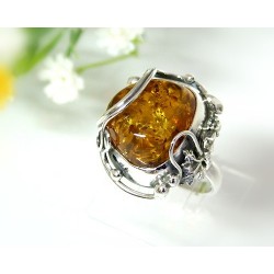 Bernsteinschmuck Bernstein Ring 17 mm Silber 925 HD33a