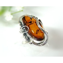 Bernsteinschmuck Bernstein Ring 19 mm Silber 925  HD36a