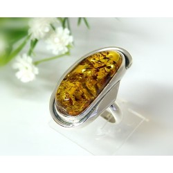Bernsteinschmuck - Bernstein-Ring 17 mm Silber-925  (HD34)
