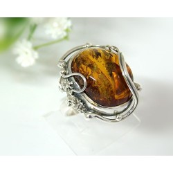 Bernsteinschmuck - Bernstein-Ring 17 mm Silber-925  (HD28)