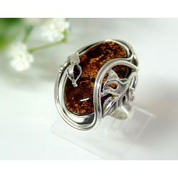 Bernsteinschmuck Bernstein Ring 17 mm Silber 925 HD26a