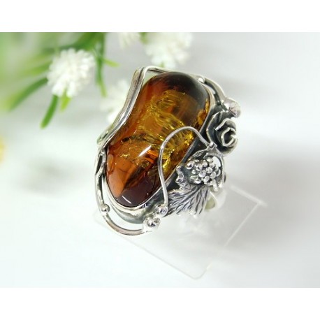 Bernstein Ring 17 mm Silber 925 HD15a