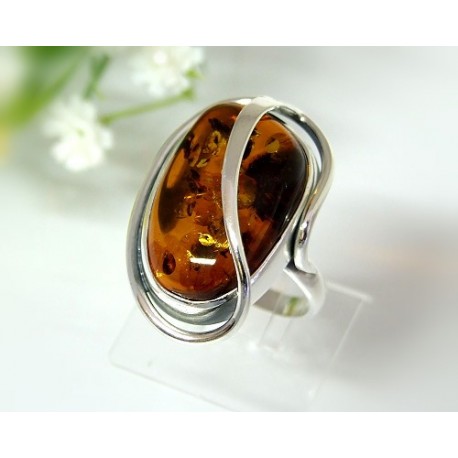 Bernsteinschmuck - Bernstein-Ring 18 mm Silber-925  (HD25)