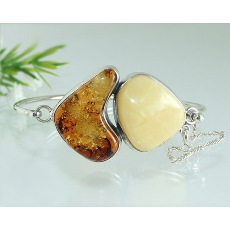 Bernsteinschmuck - Bernstein-Armreif 19,5 cm Silber-925  (CW35)