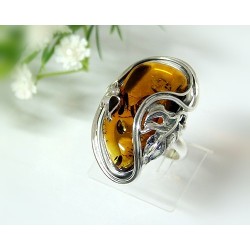 Bernsteinschmuck Bernstein Ring 19 mm SILBER 925 HD60a