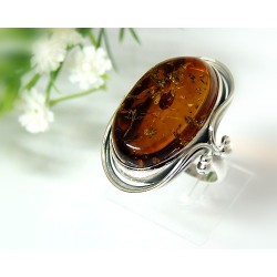 Bernsteinschmuck - Bernstein-Ring 19 mm SILBER 925  (HD47)