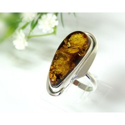 Bernsteinschmuck - Bernstein-Ring 17 mm SILBER 925  (HD58)