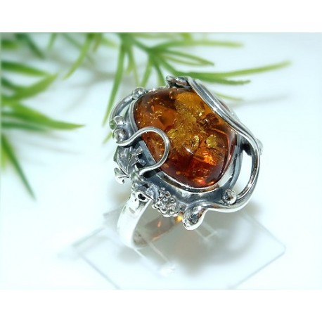Bernsteinschmuck - Bernstein Ring  16,5 mm Silber-925  (HE21)