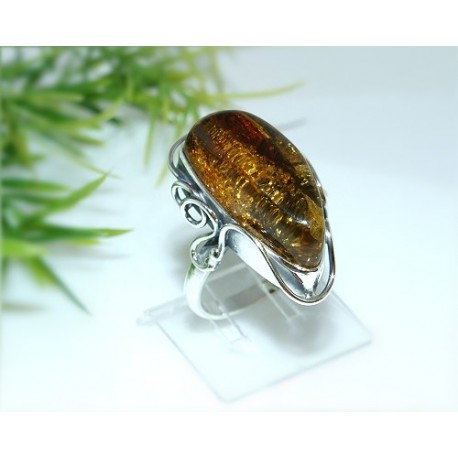 Bernsteinschmuck - Bernstein-Ring  18,5 mm Silber-925  (HE28)
