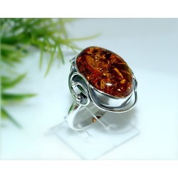 Bernsteinschmuck - Bernstein-Ring  18 mm Silber-925  (HE45)