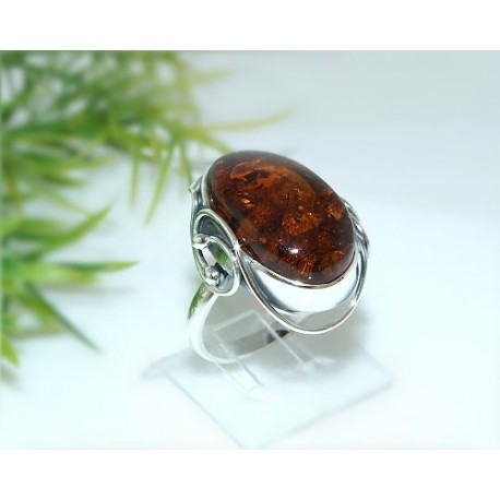 Bernsteinschmuck - Bernstein-Ring  19 mm Silber-925  (HE49)