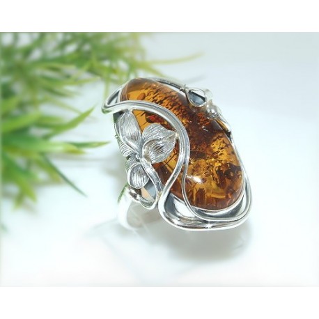 Bernsteinschmuck - Bernstein-Ring  19,5 mm Silber-925  (HE58)