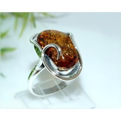 Bernsteinschmuck - Bernstein-Ring  20 mm Silber-925  (HE67)