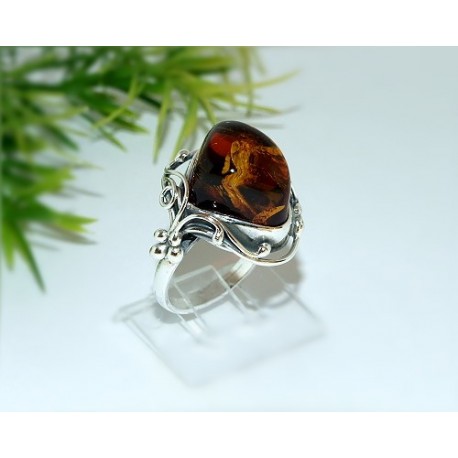 Bernsteinschmuck Bernstein Ring 18,5 mm Silber 925 HF02a
