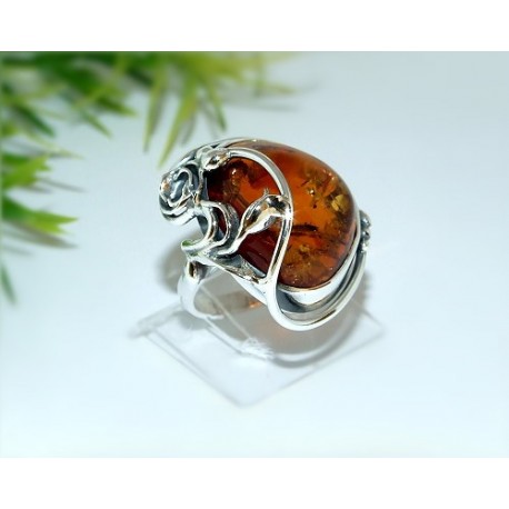Bernsteinschmuck - Bernstein-Ring 18,5 mm Silber-925  (HF03)
