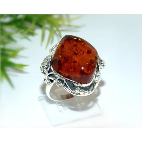 Bernsteinschmuck - Bernstein-Ring 19 mm Silber-925  (HF22)