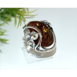 Bernsteinschmuck - Bernstein-Ring 19,5 mm Silber-925  (HF29)