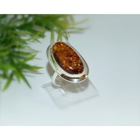 Bernsteinschmuck - Bernstein-Ring 17 mm Silber-925  (HF24)