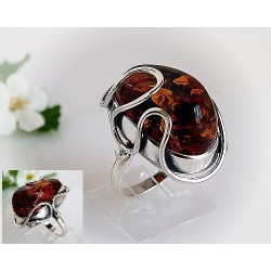 Bernsteinschmuck - Bernstein-Ring 19,5 mm Silber-925  (HF71)