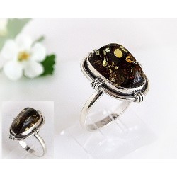 Bernsteinschmuck - Bernstein-Ring 20 mm Silber-925  (HF75)