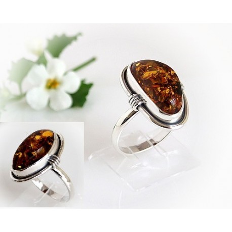 Bernsteinschmuck Bernstein Ring 20 mm Silber 925 HF77a