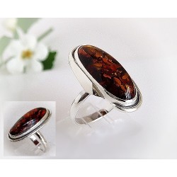 Bernsteinschmuck - Bernstein-Ring 20 mm Silber-925  (HF79)