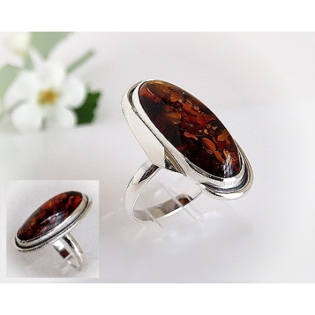 Bernsteinschmuck - Bernstein-Ring 20 mm Silber-925  (HF79)