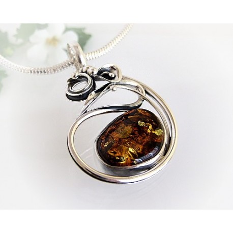 Bernstein Anhänger Silber 925 AM157